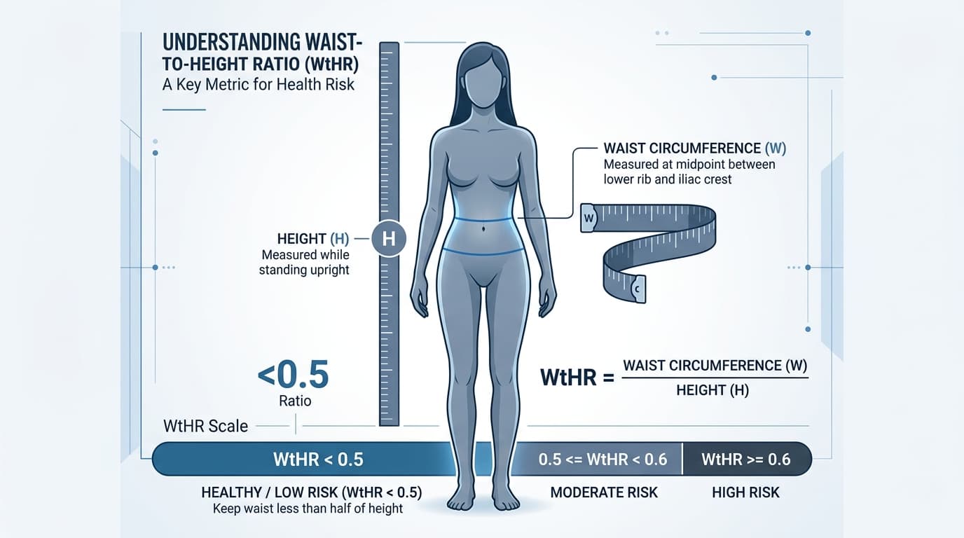 Infografía clínica sobre el Índice Cintura-Estatura (ICE) y el umbral de salud < 0.5